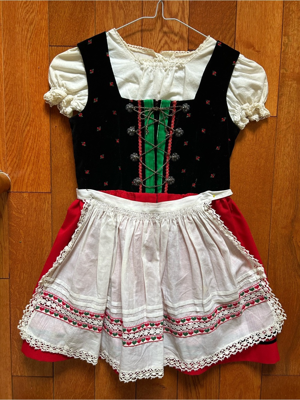 Traditional Vintage Dirndl Dress with Apron
